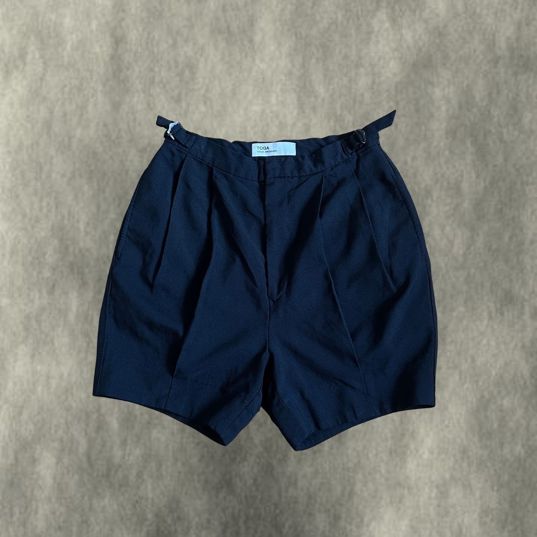TOGA ARCHIVES Pleated Polyester Twill Shorts Black