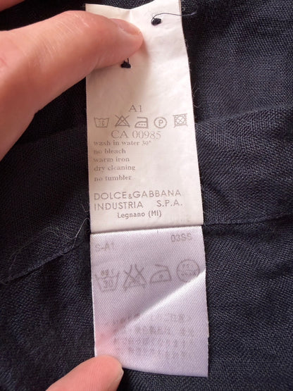 DOLCE & GABBANA 00s Linen Fly Front Shirt Navy Size 40