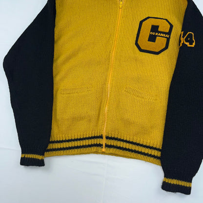 Vintage C.C.KANSAI Lettered Wool Knit Cardigan Multi Size 3