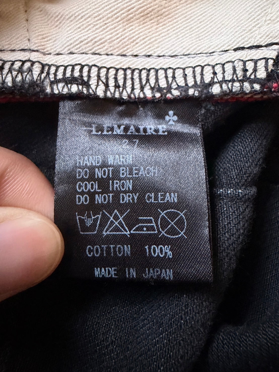LEMAIRE 90s Embroidered Slim Black Denim Pants Size 27