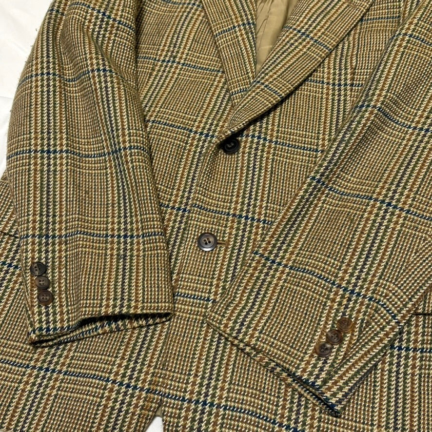 BIGI 80s/90s Brown Wool Houndstooth Tailored Jacket