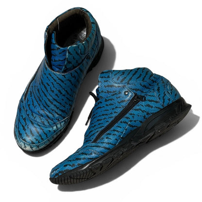 LANVIN Blue Zebra Print Mid Zip Sneaker Size 8