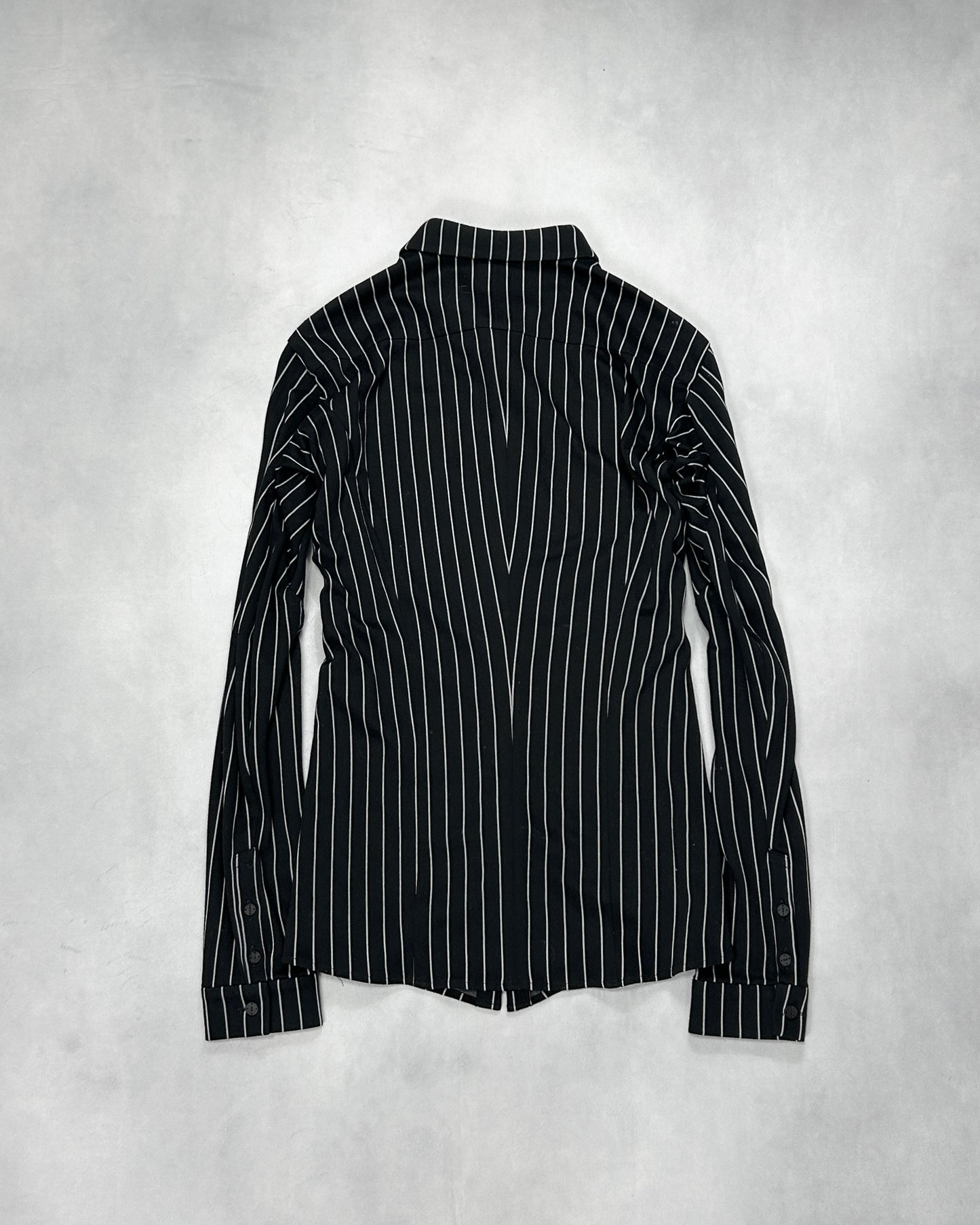 Devoa Anatomical Pattern Striped Dress Shirt Black Size 3
