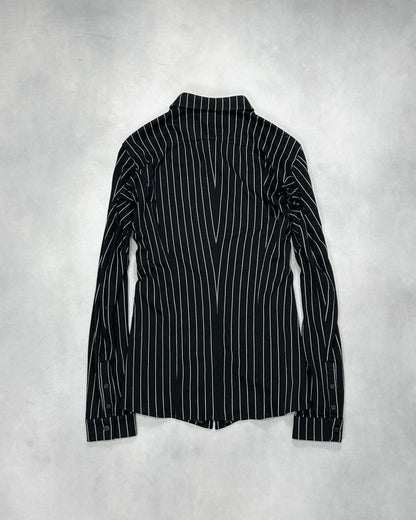 Devoa Anatomical Pattern Striped Dress Shirt Black Size 3