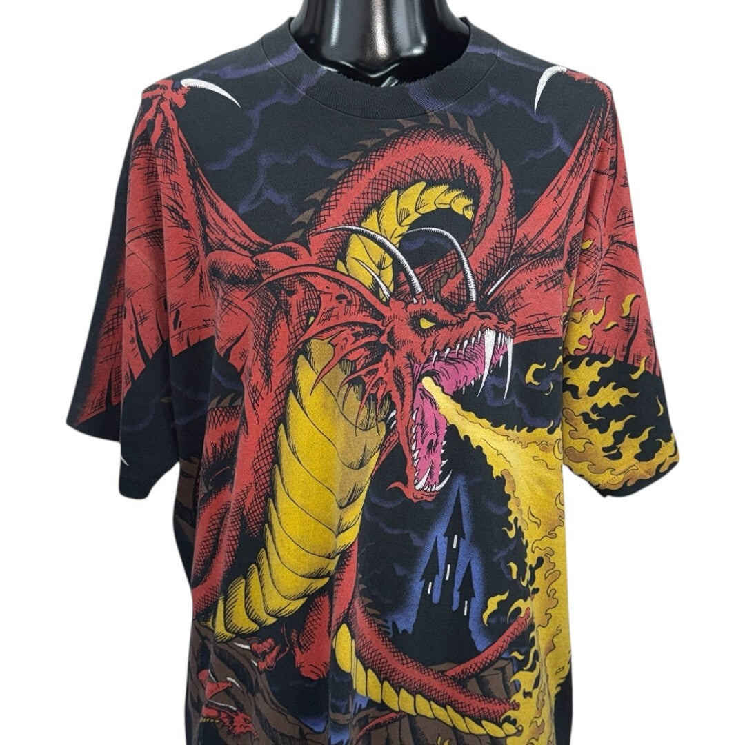 LIQUID BLUE Vintage All-Over Print Dragon & Knight Size XXL
