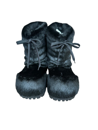 Balenciaga Alaska Black Fur Chunky Boots