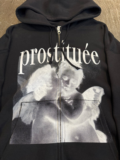 Japanese Brand "prostituee" Black Zip-Up Hoodie Size M