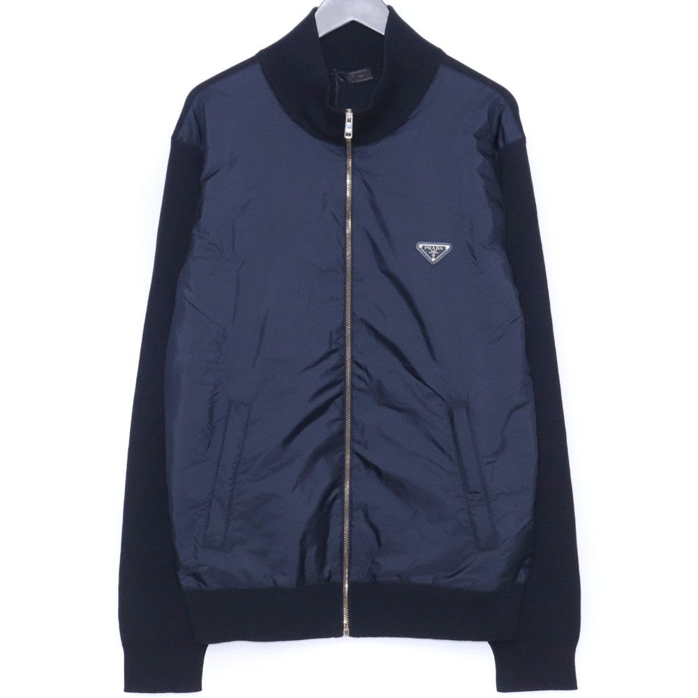 Prada 22SS Re-Nylon Wool Zip Cardigan Navy Size 54