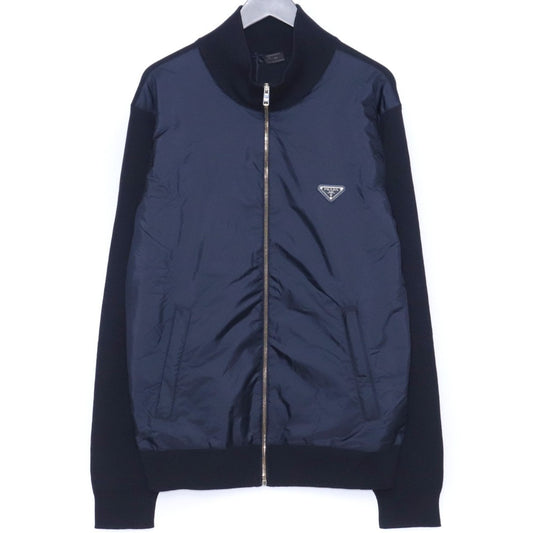 Prada 22SS Re-Nylon Wool Zip Cardigan Navy Size 54