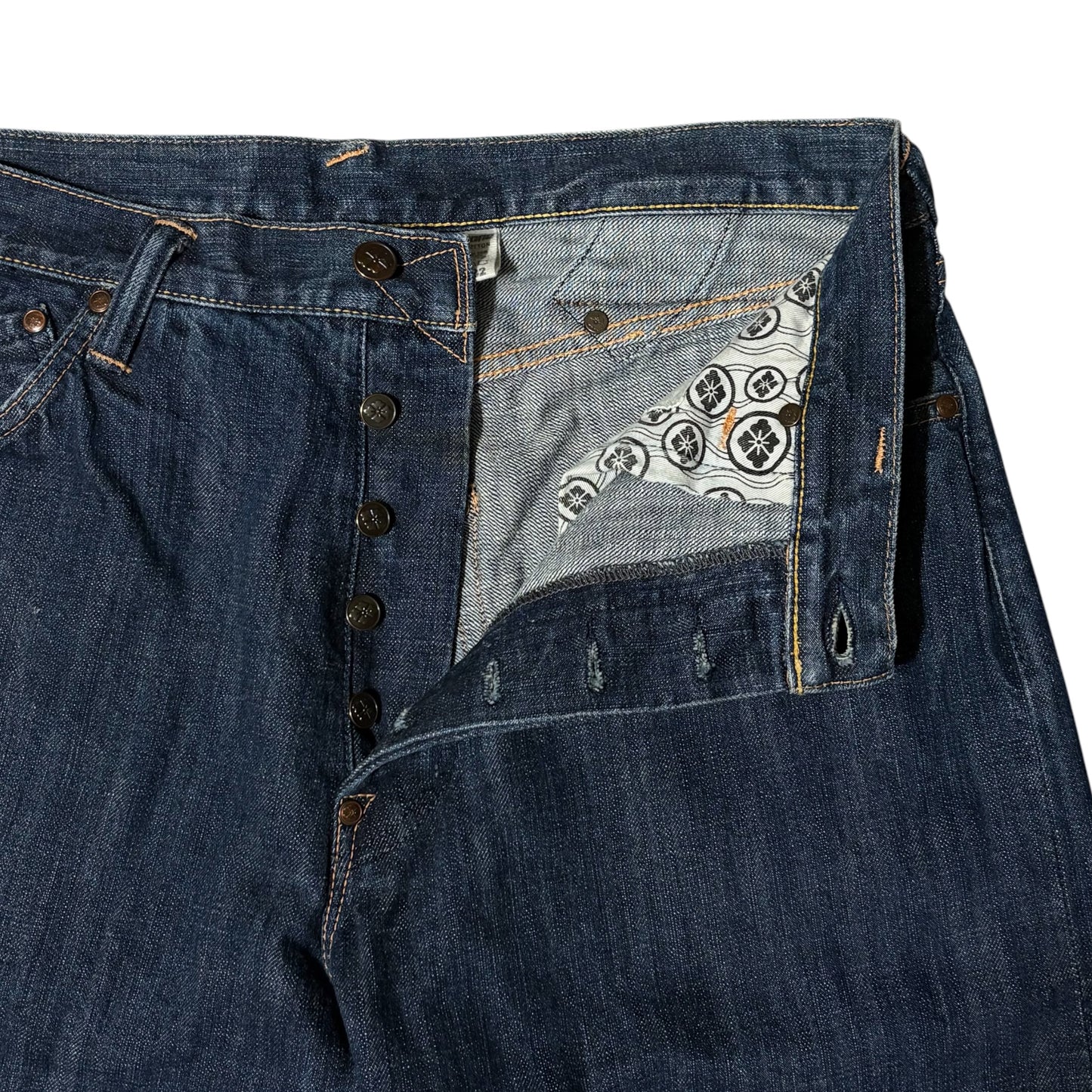 EVISU YAMANE Daikoku Painted Selvedge Jeans Size 34×32