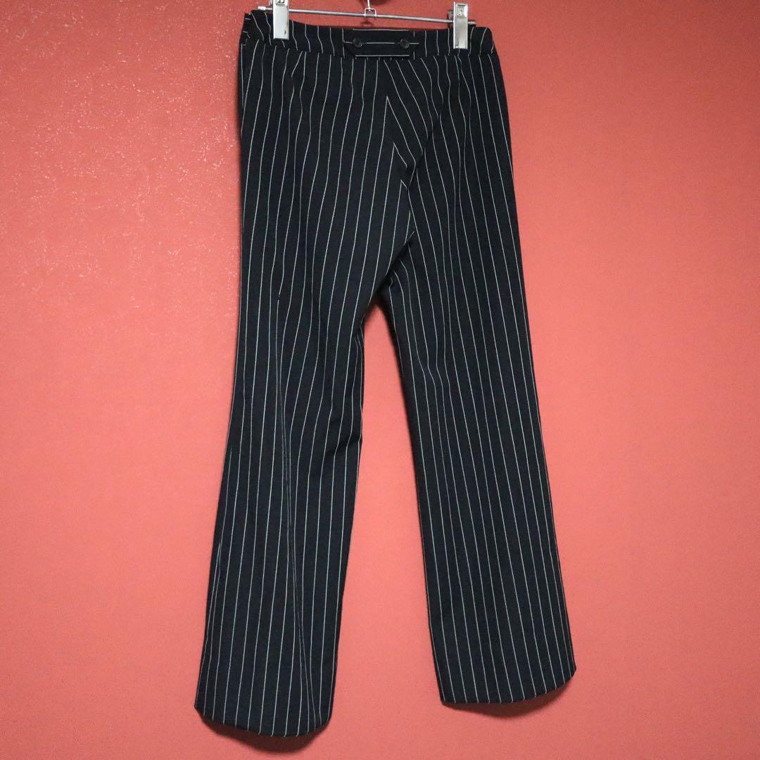 Issey Miyake Black Wool Button Design Striped Flare Size 1