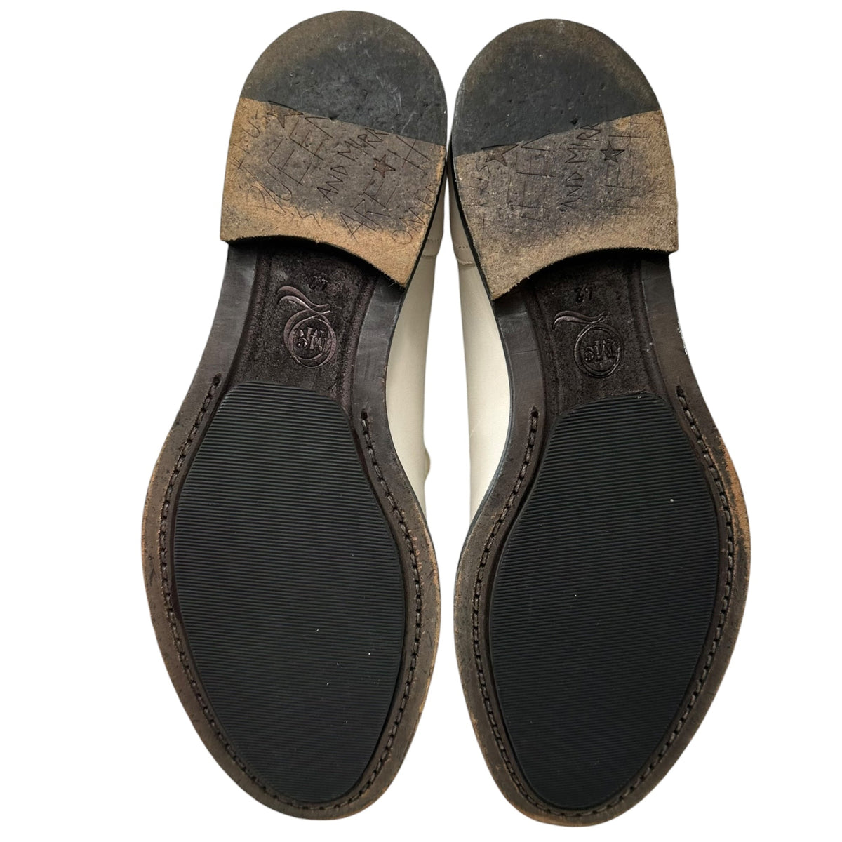 McQ Old 6-Hole Plain-Toe Leather Shoes Ivory Size EU 42