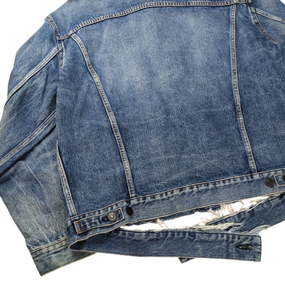 Balenciaga Neck Logo Distressed Denim Jacket Size 34