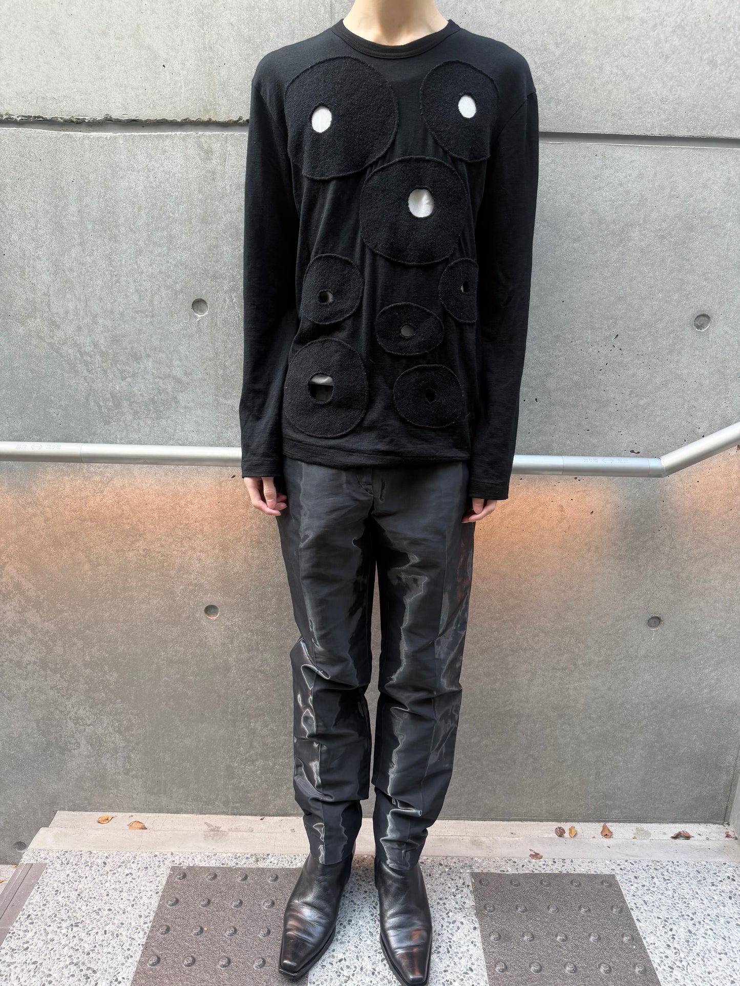 JIL SANDER 2000s Raf Simons Moire Tapered Pants Black Size M