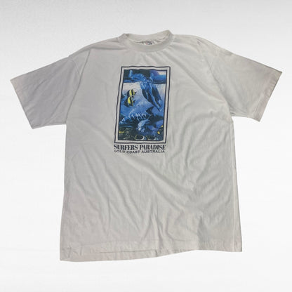 GONE TROPPO 90s Graphic T-Shirt White Size XL