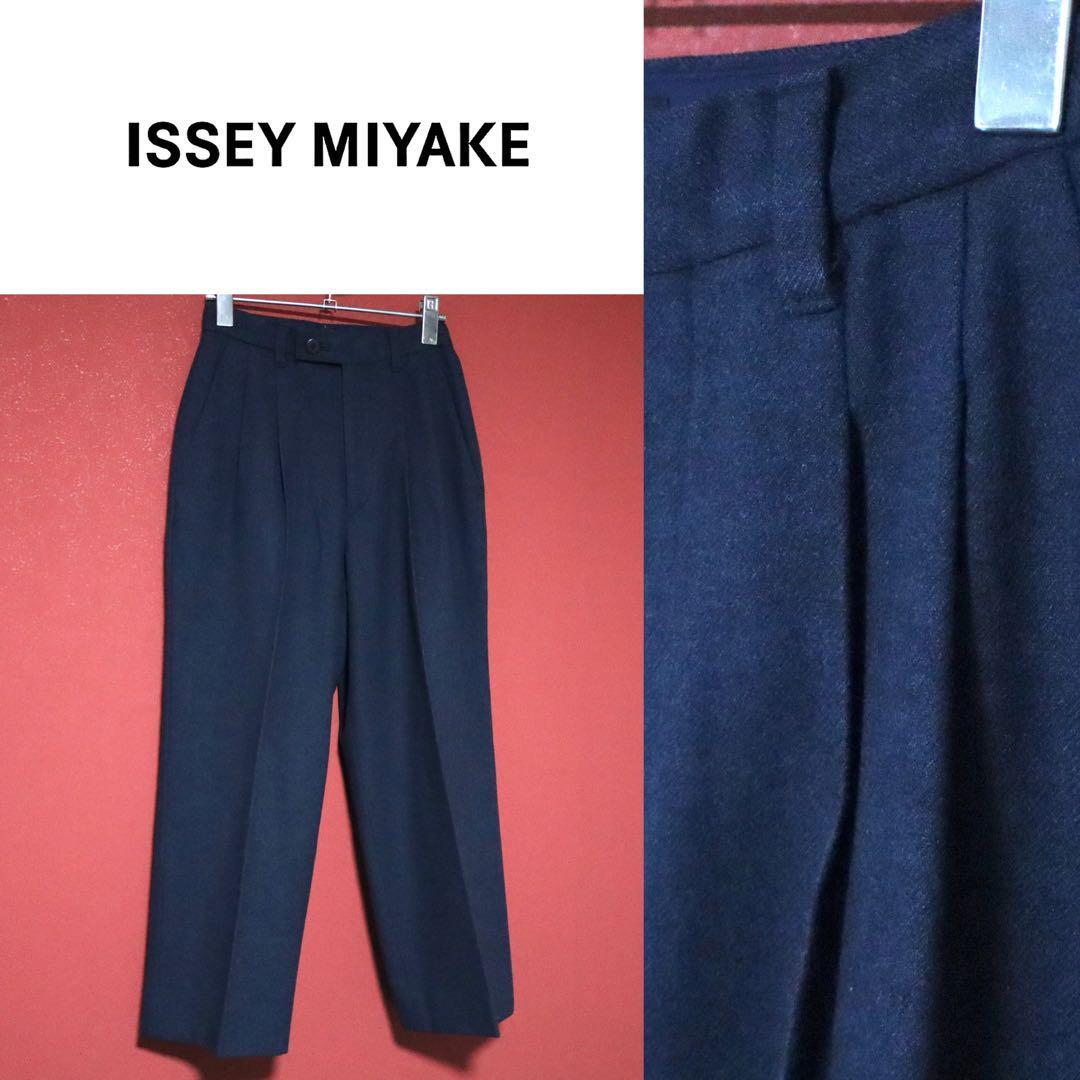Issey Miyake 97AW Two-Tuck Wool Wide Slacks Blue Size 2