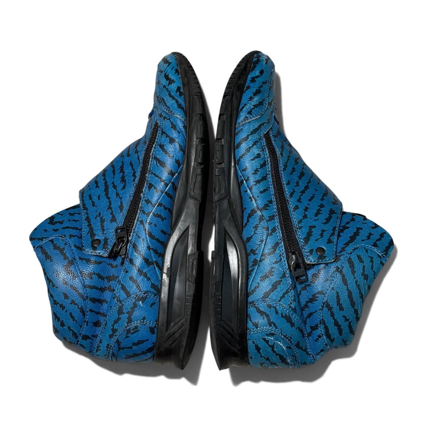 LANVIN Blue Zebra Print Mid Zip Sneaker Size 8