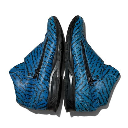 LANVIN Blue Zebra Print Mid Zip Sneaker Size 8