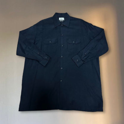 Acne Studios Dark Navy Wool Overcoat Shirt Chest Pockets Coat Size 46