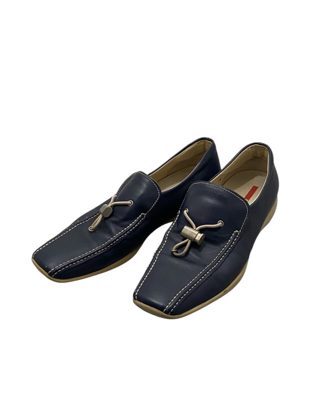 PRADA SPORTS Vintage Blue Leather Tassel Loafers