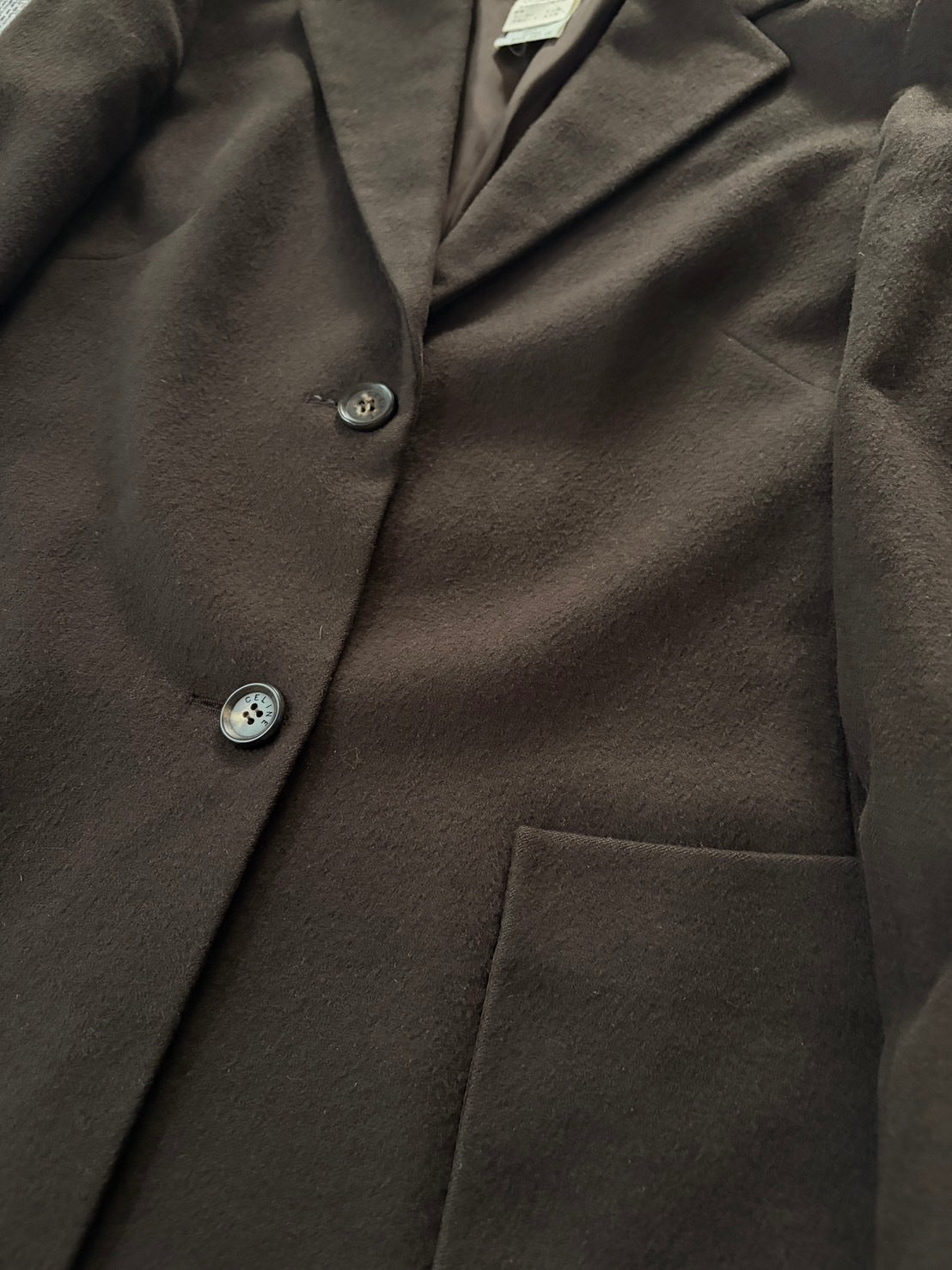 CELINE AW92 Wool Cashmere Tailored Dark Brown Blazer