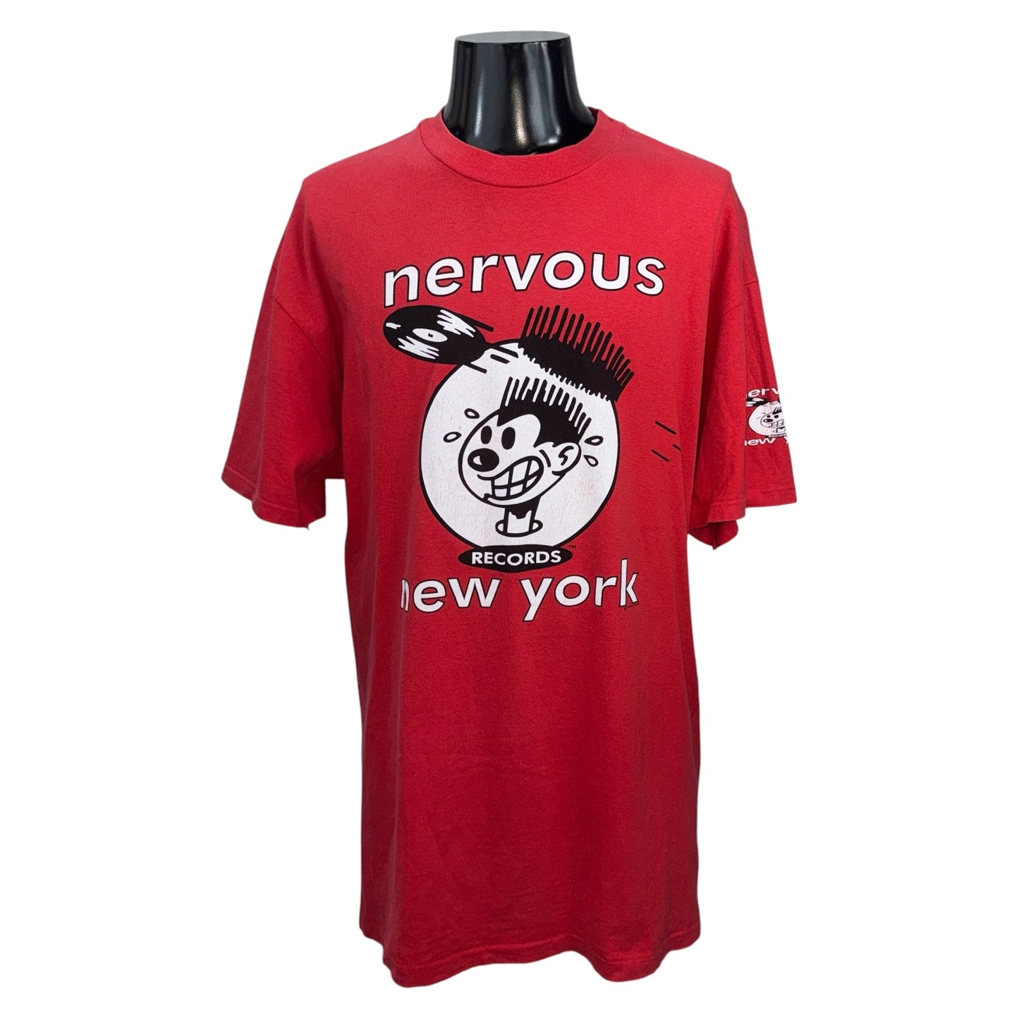 NERVOUS RECORDS 90s Hanes Beefy-T New York T-Shirt Size L