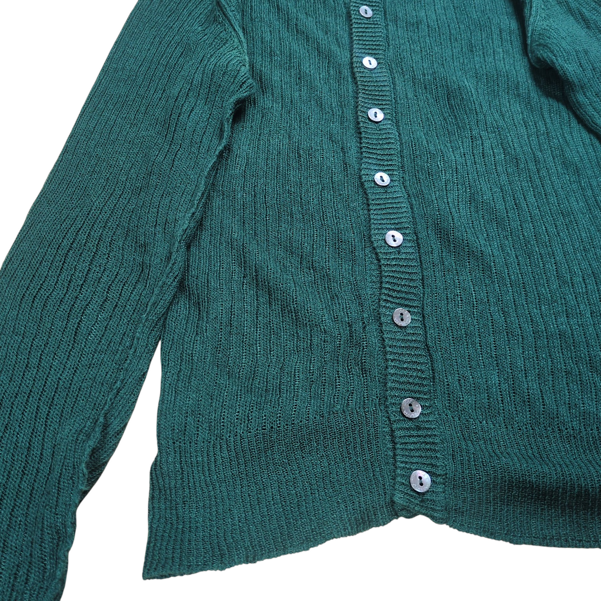 DOLCE&GABBANA Green Button Down Linen Cardigan Size 44