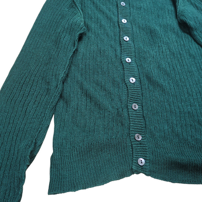 DOLCE&GABBANA Green Button Down Linen Cardigan Size 44