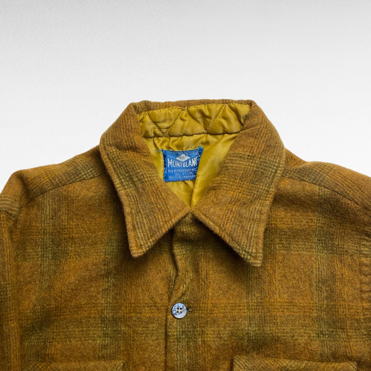 MONTBLANC 50s Open Collar Boxy Fit Wool Check Shirt Size M