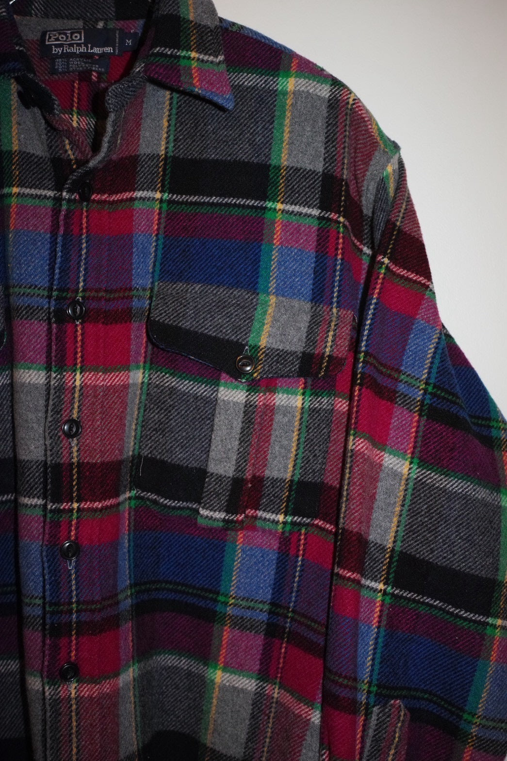 Polo Ralph Lauren 90s Wool Blend Plaid Shirt Size M