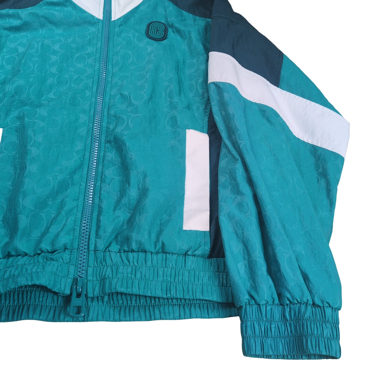 COACH Signature Logo Color Block Track Jacket Green Size S