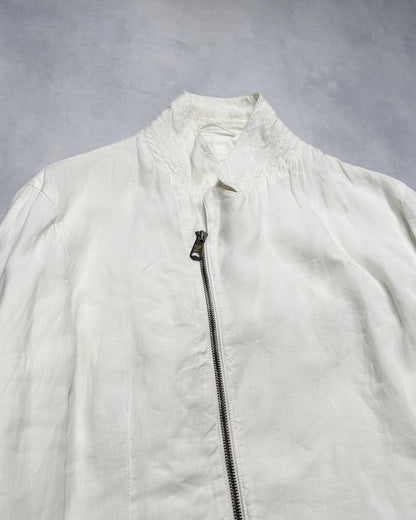Emporio Armani 2000s Linen Stand Collar Zip Jacket Size 50