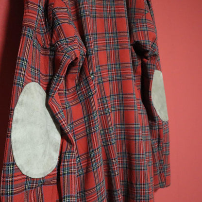 Yohji Yamamoto Red 90s Tartan Check Patch Coat Size FREE