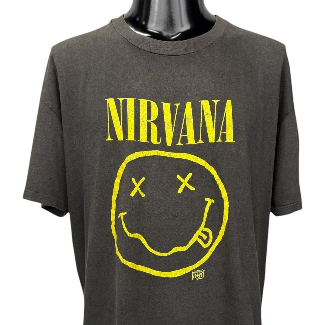 NIRVANA 90s Vintage SMILE Backstage Pass T-Shirt Size XL