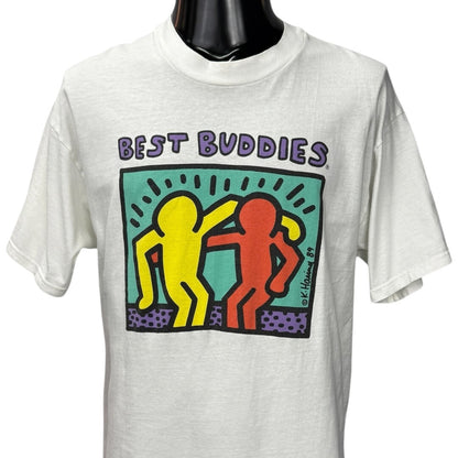 KEITH HARING "BEST BUDDIES" Art T-Shirt Red Size L
