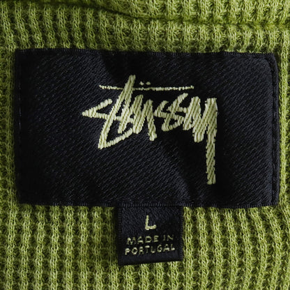STUSSY Waffle Lined Full Zip Hoodie Green Size L
