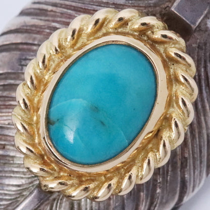 TARO WASHIMI K18 Gold Rope Turquoise Feather Silver L Size L
