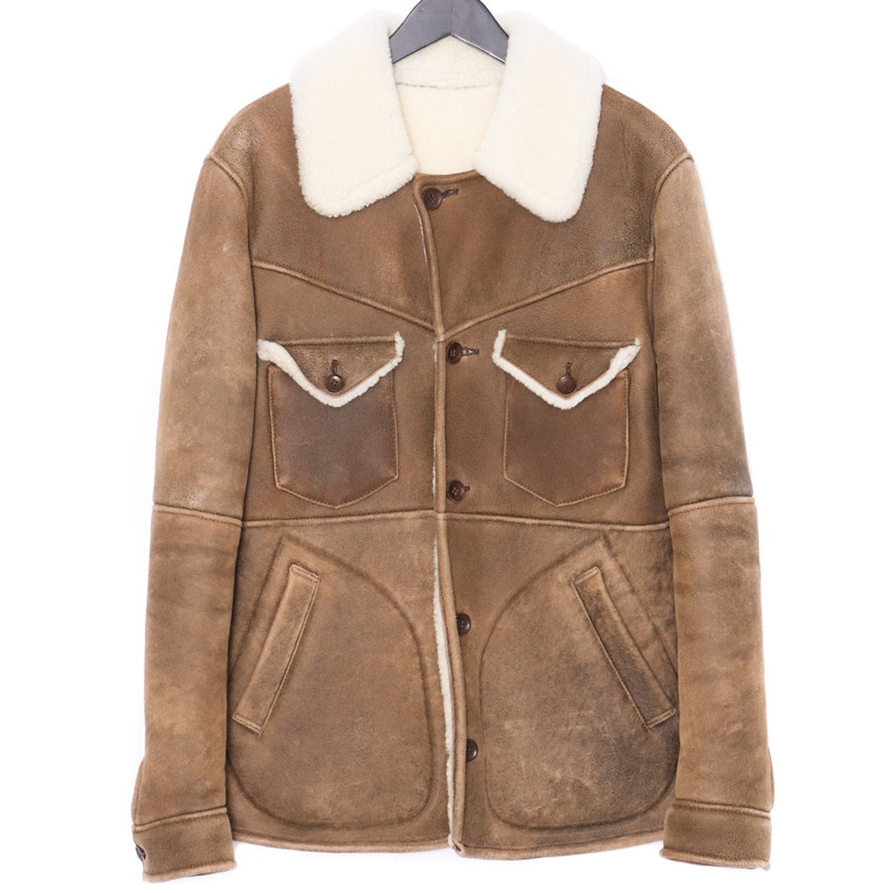 ISAMUKATAYAMA BACKLASH Mouton Leather Jacket Brown Size M