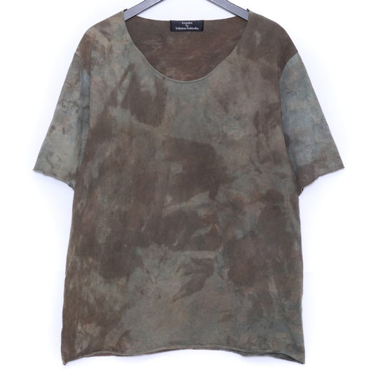 KUJAKU Special Dyed Crew Neck T-Shirt Khaki Brown Size 2