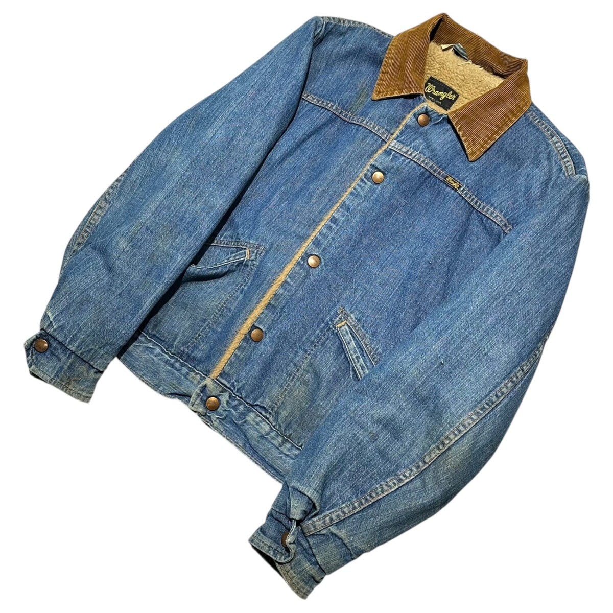 WRANGLER 70s Vintage Indigo Denim Fleece Jacket Size 36
