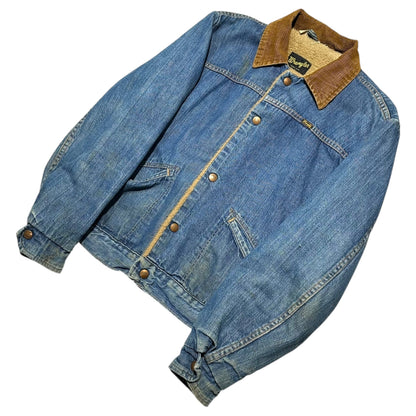 WRANGLER 70s Vintage Indigo Denim Fleece Jacket Size 36