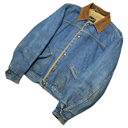 WRANGLER 70s Vintage Indigo Denim Fleece Jacket Size 36