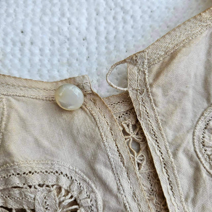 Euro vintage Cotton Linen Collar Beige