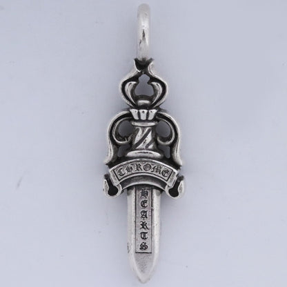 CHROME HEARTS Double Dagger Pendant Necklace Silver Size F