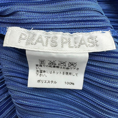 PLEATS PLEASE Long Sleeve Pleated Pullover Top Blue Size 3