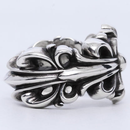 CHROME HEARTS DBL FLRL CRS Double Ring Silver Size JP 27