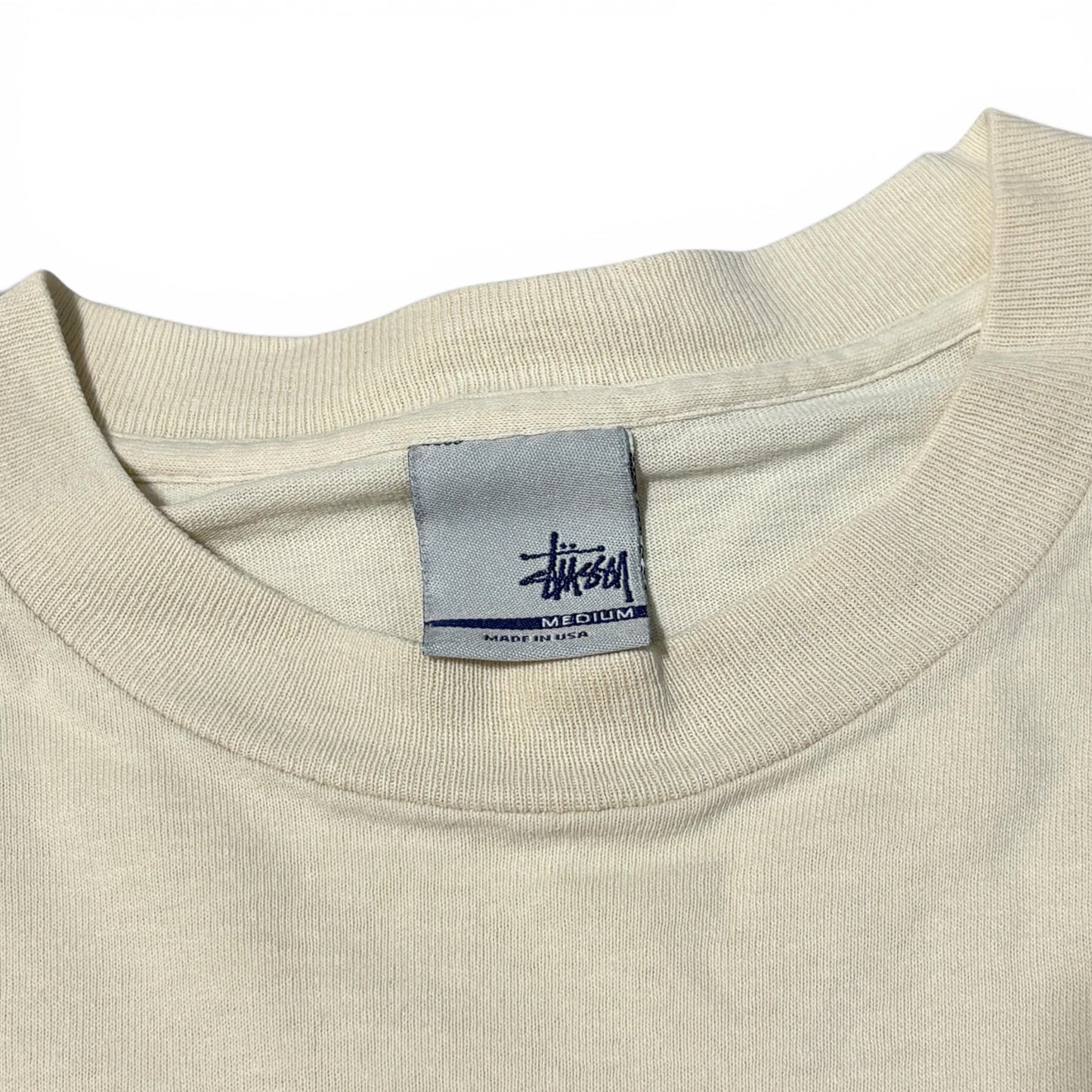 Vintage 00's Stussy Beige Single Stitch Made in Size MEDIUM