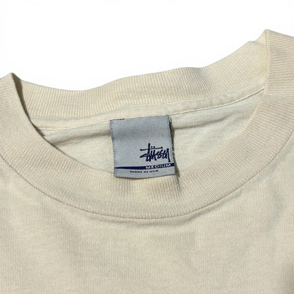 Vintage 00's Stussy Beige Single Stitch Made in Size MEDIUM