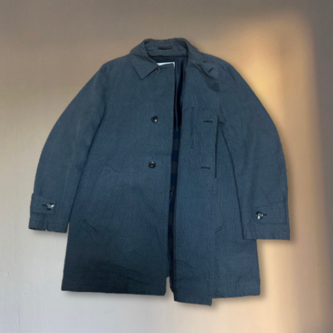 kolor Dark Gray Bal Collar Coat Checkered Liner