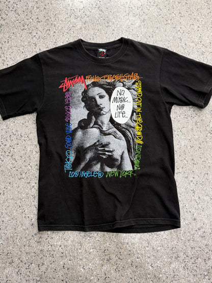 TOWER RECORDS x STUSSY Rainbow Music Is T-Shirt Black Size S